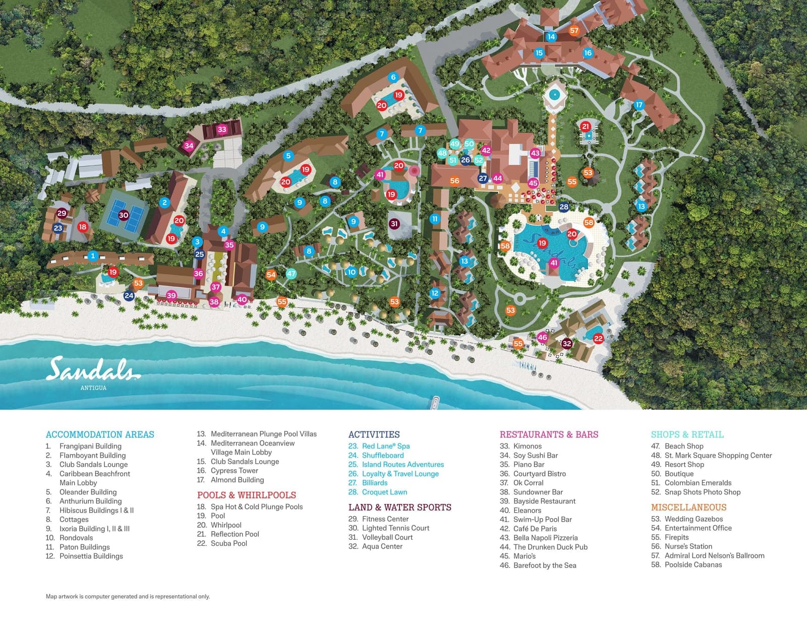 Sandals Grande Antigua resort property map