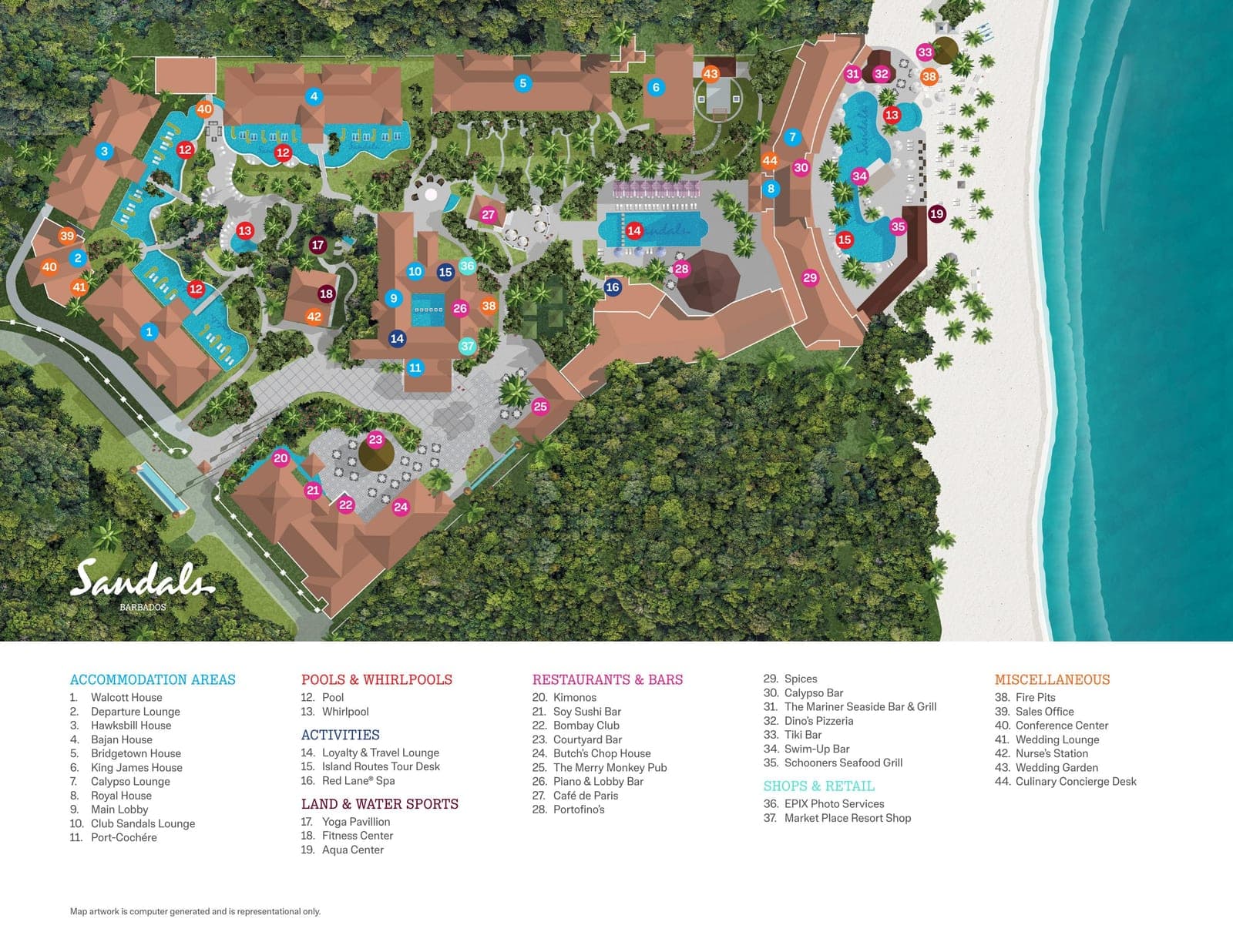 Sandals Barbados resort property map