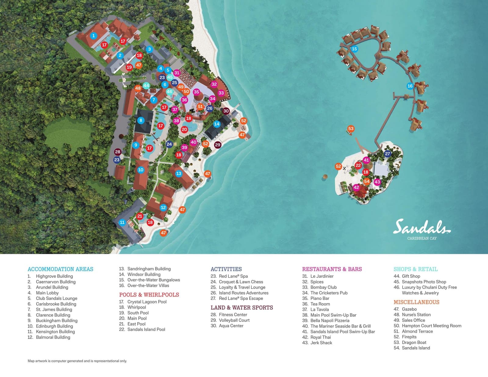 Sandals Caribbean Cay resort property map