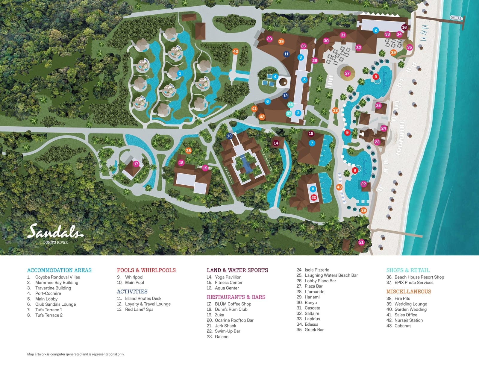Sandals Dunn's River resort property map