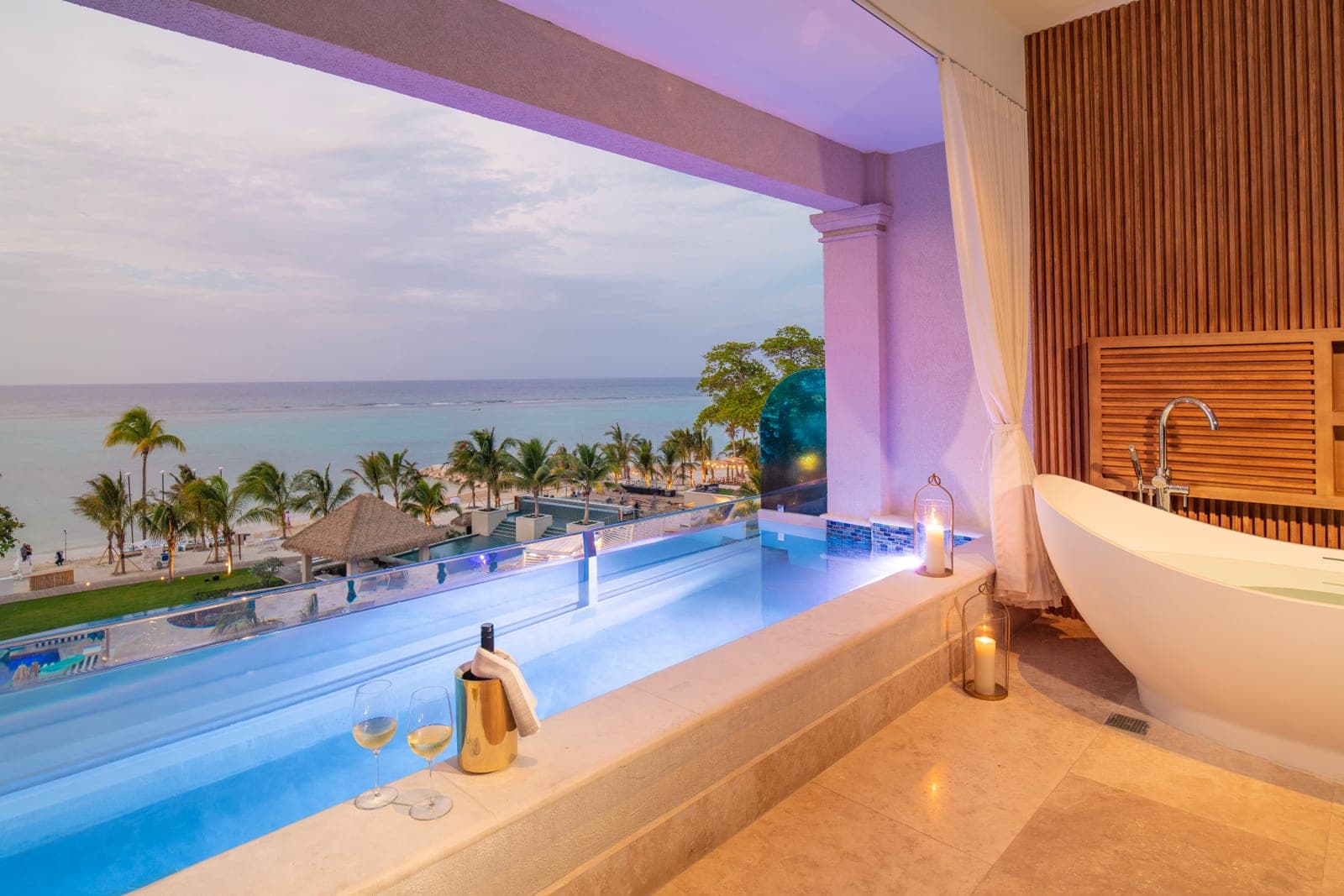 Tufa Terrace One Bedroom Skypool Butler Suite w/ Balcony Tranquility Soaking Tub at Sandals Dunn's River