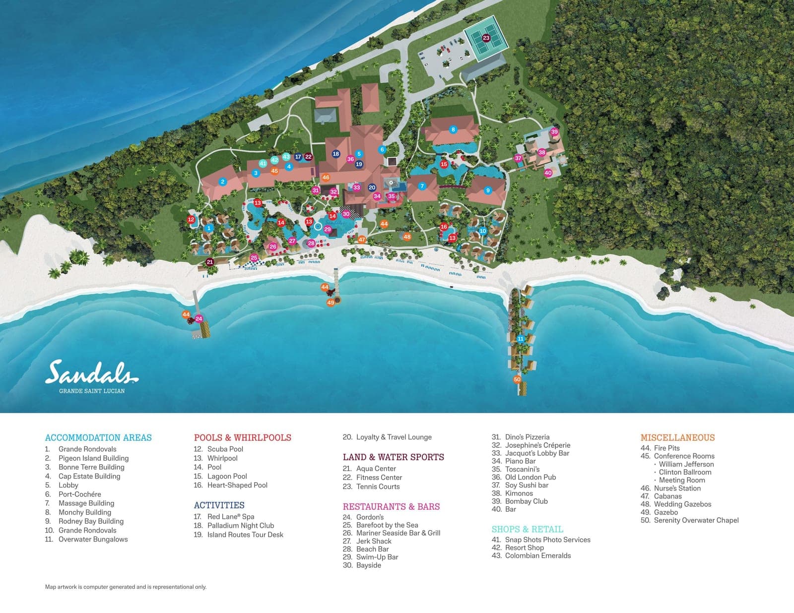 Sandals Grande St. Lucian resort property map