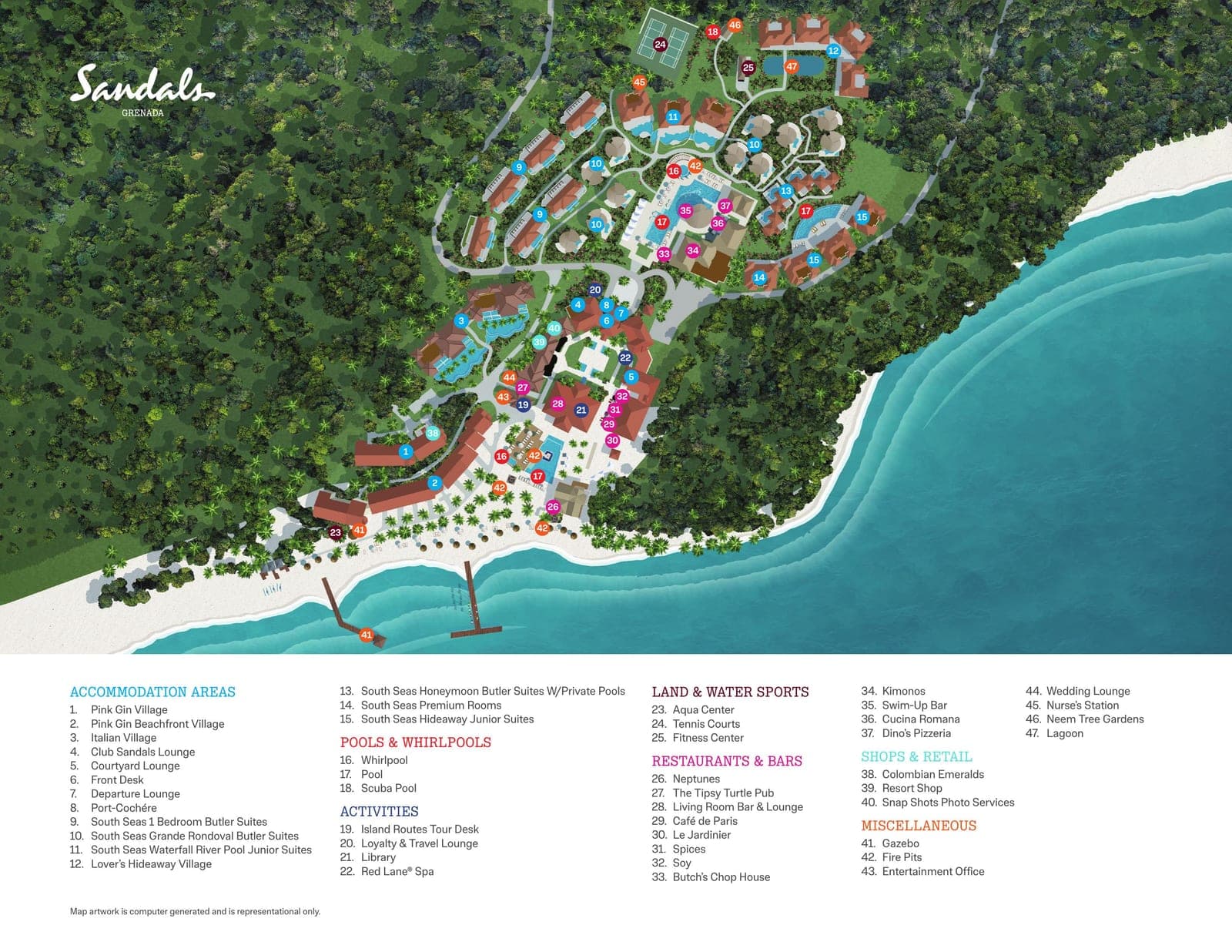 Sandals Grenada resort property map