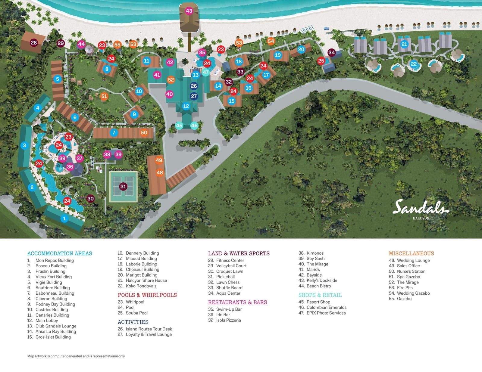 Sandals Halcyon resort property map