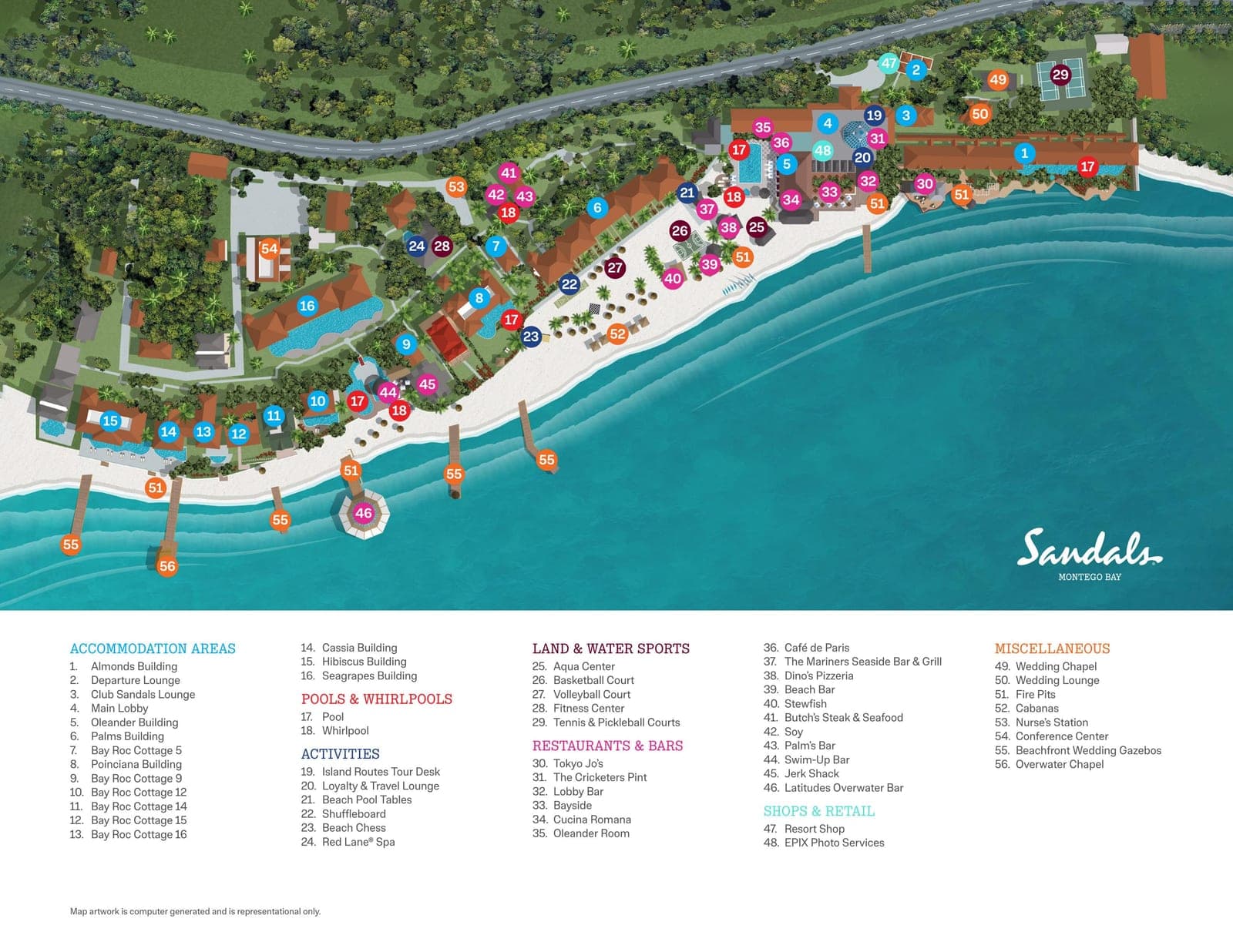 Sandals Montego Bay resort property map