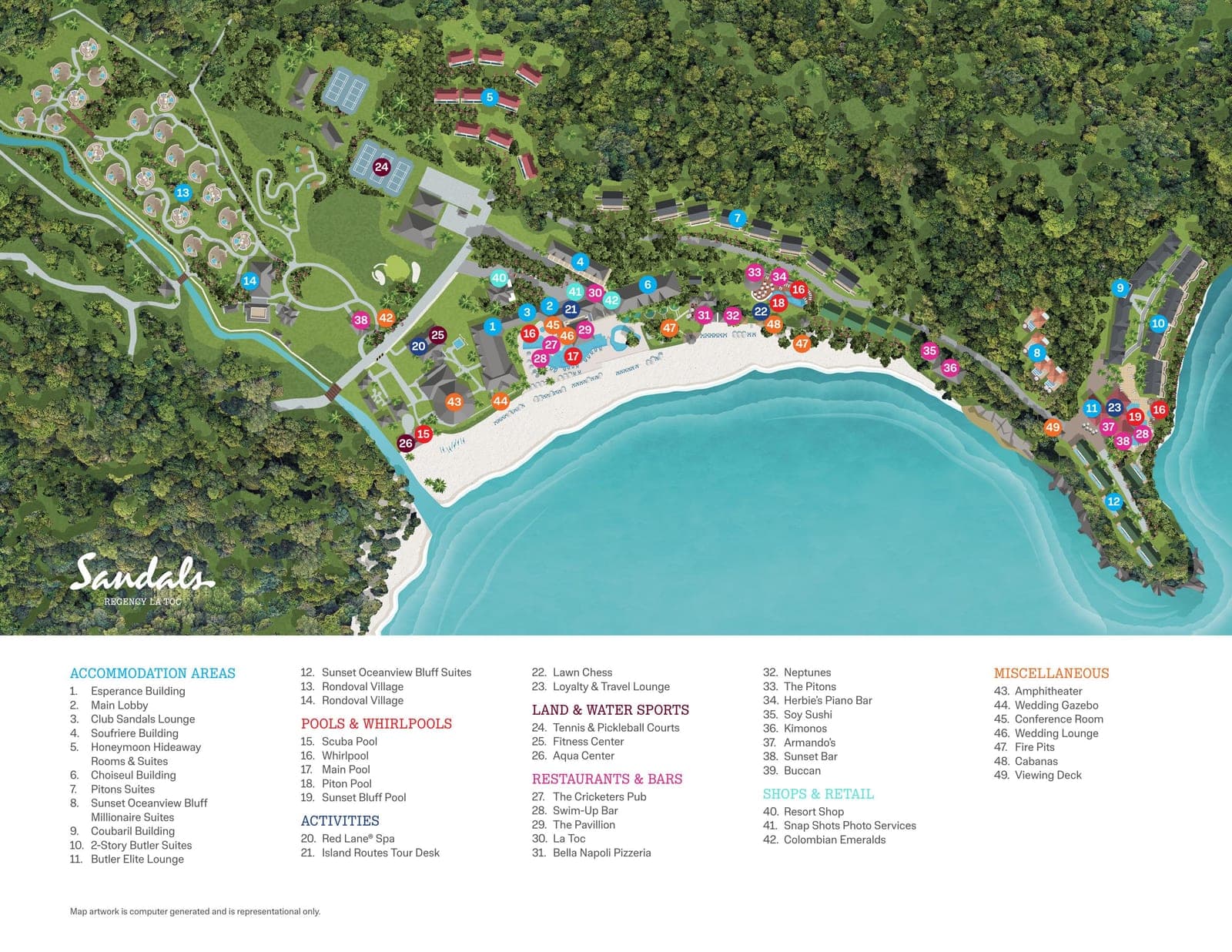 Sandals Regency La Toc resort property map