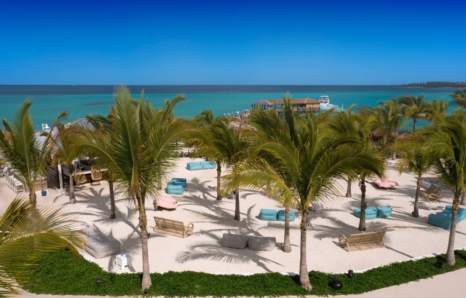 Aerial view of the Coconut Grove grounds at Sandals Royal Bahamian