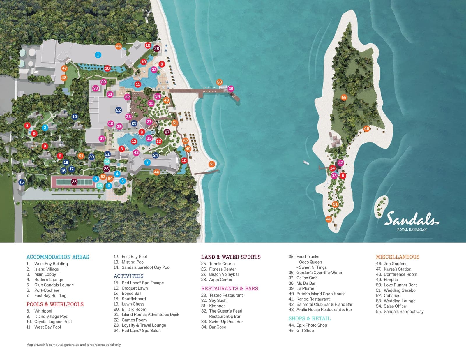 Sandals Royal Bahamian resort property map