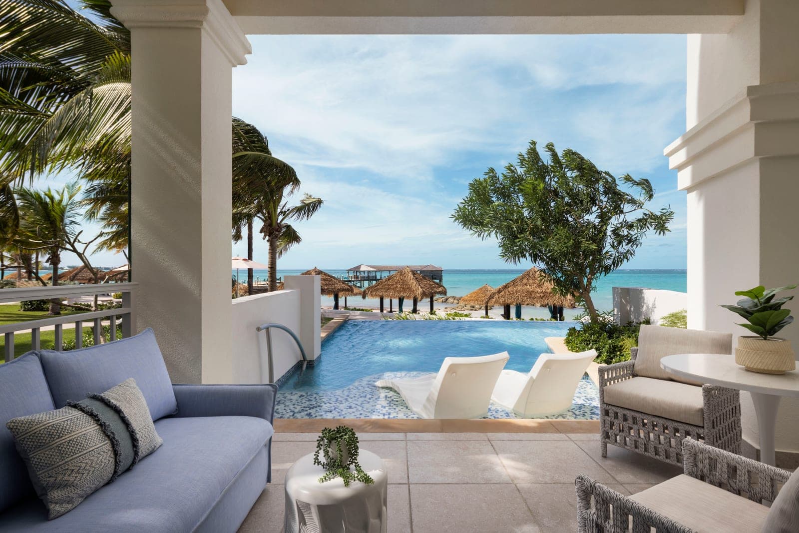 East Bay Beachfront Swim-up Butler Suite at Sandals Royal Bahamian, ground floors of the East Bay building