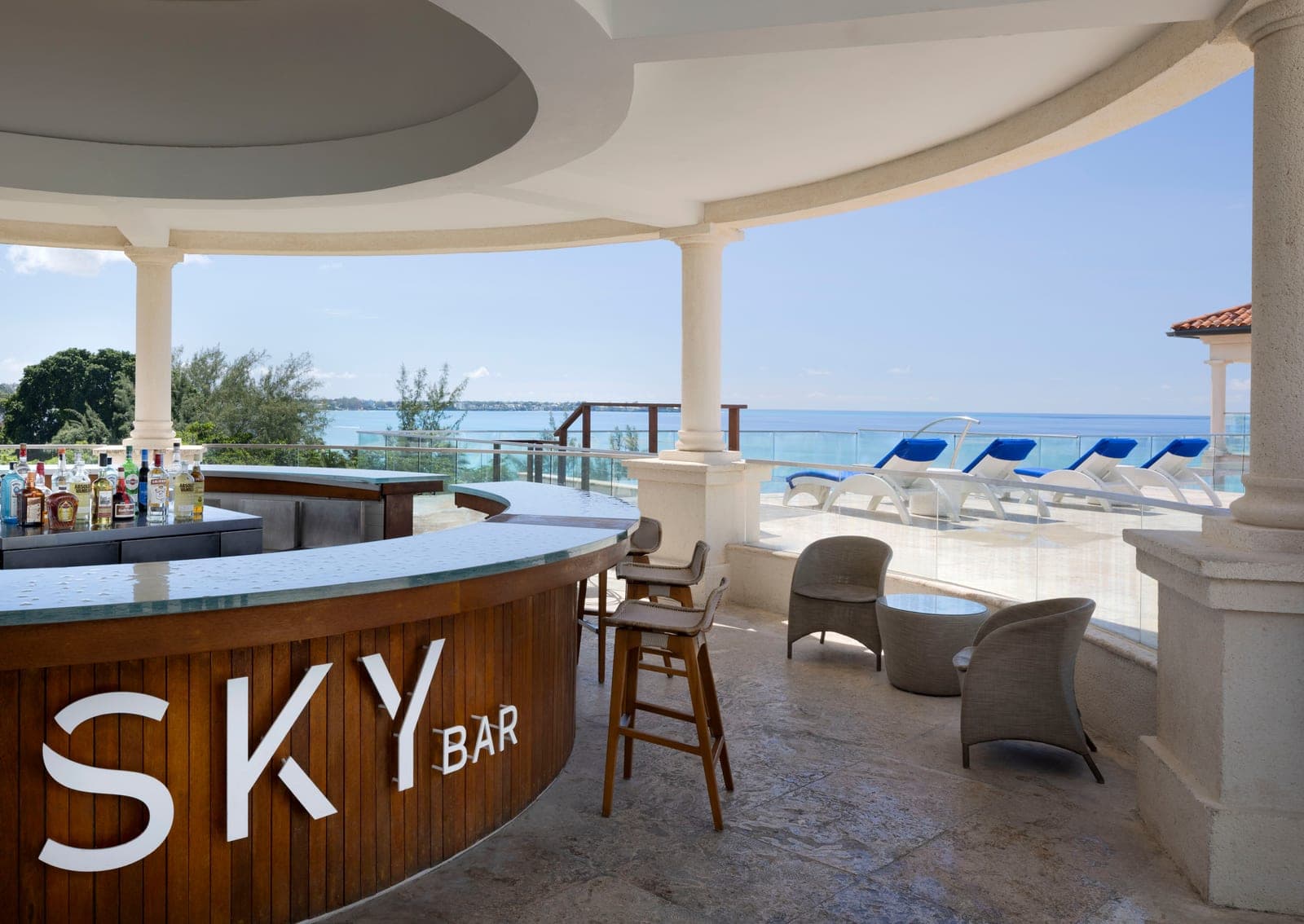 Sky Bar overlooking the ocean at Sandals Royal Barbados
