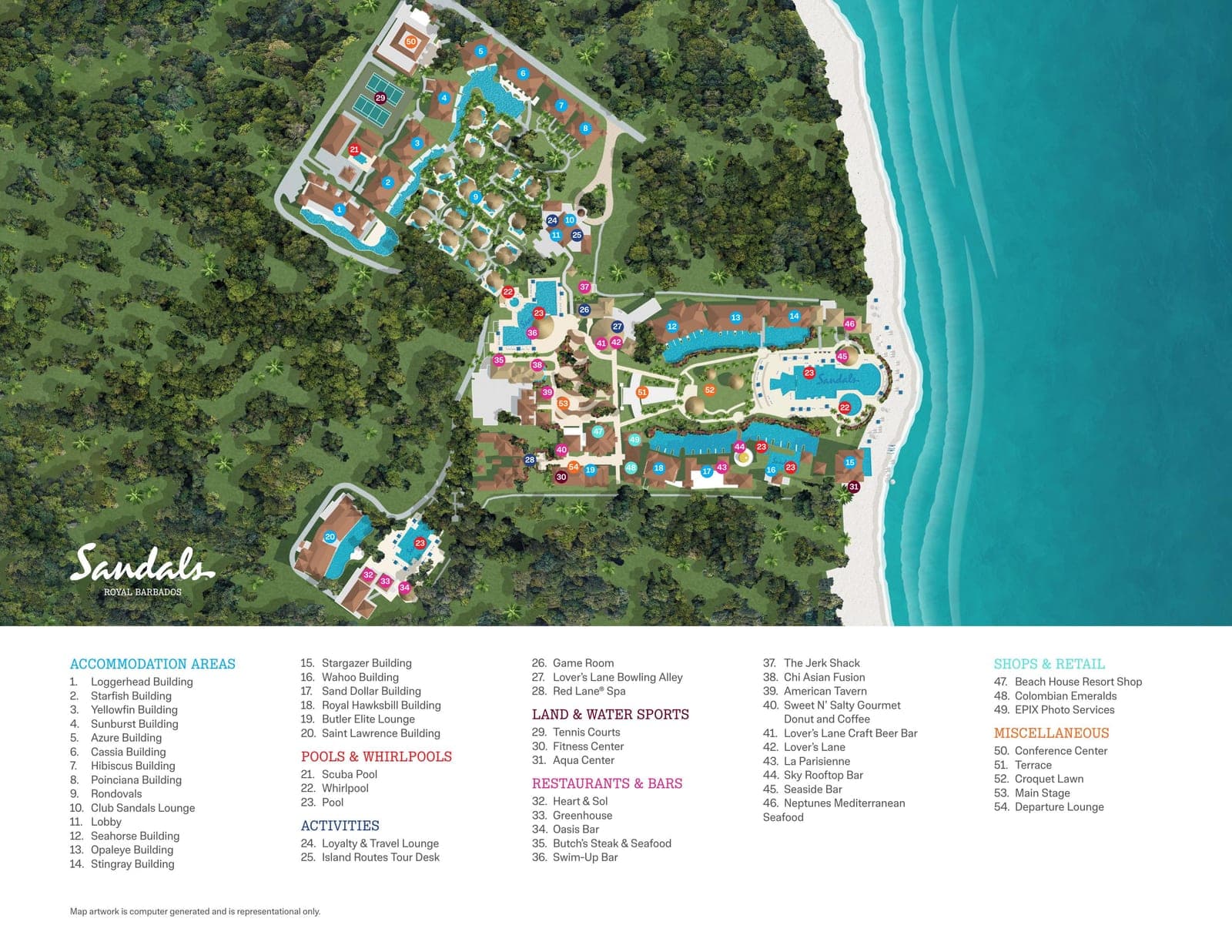 Sandals Royal Barbados resort property map