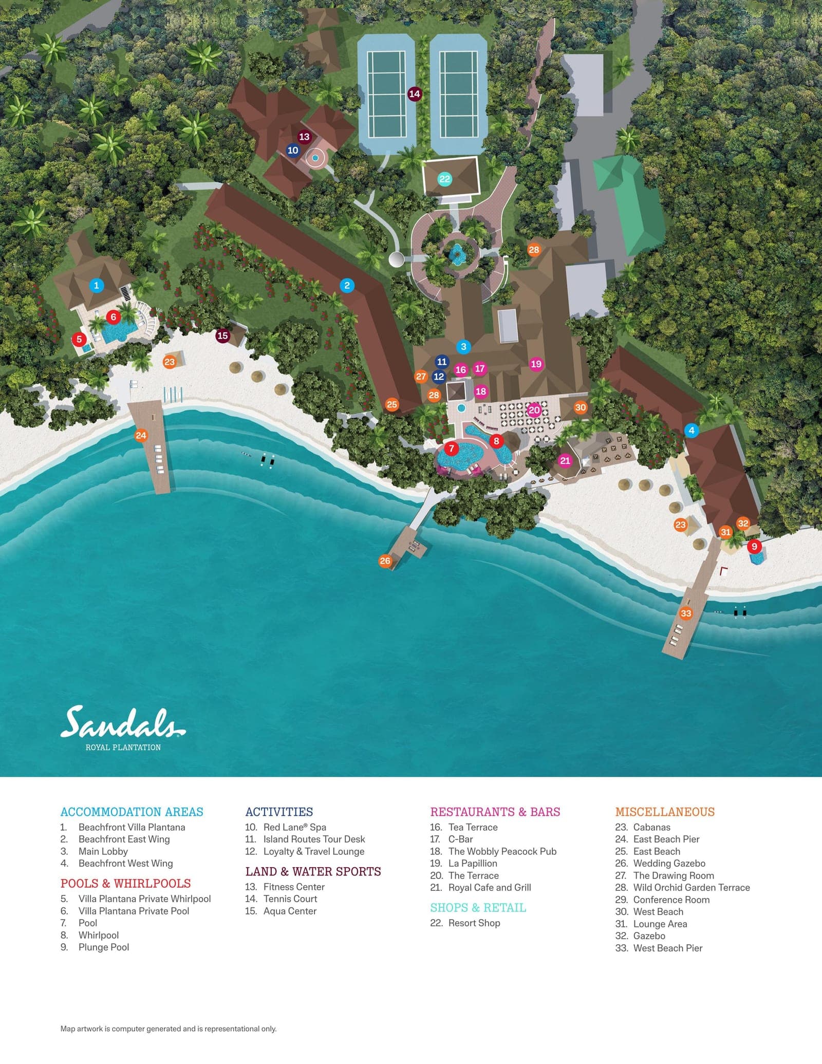Sandals Royal Plantation resort property map