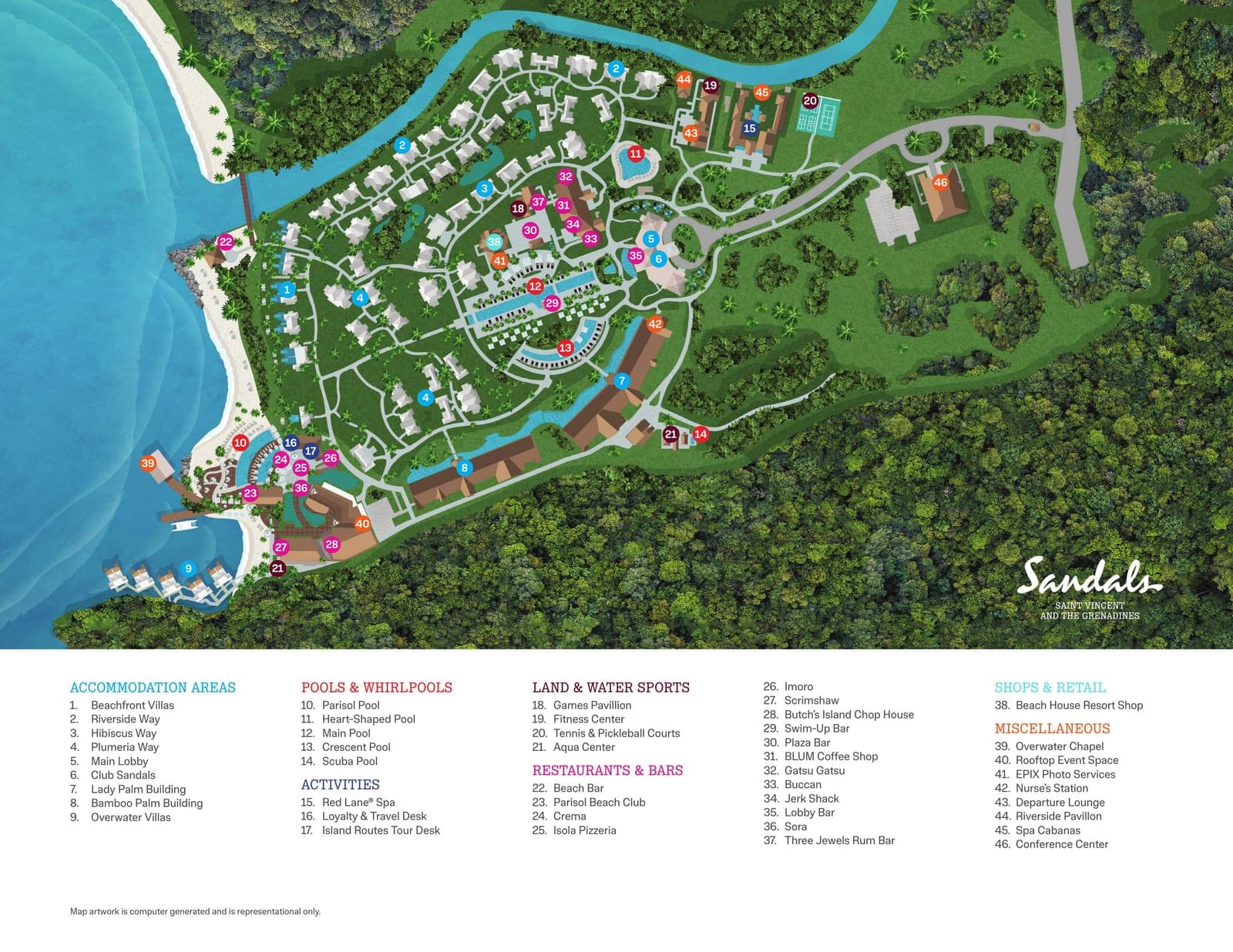 Sandals Saint Vincent resort property map