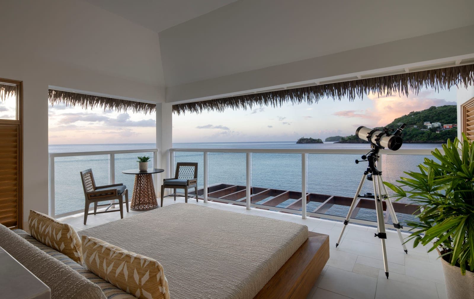 Second-floor deck of the Vincy Overwater Two Story Villa at Sandals Saint Vincent