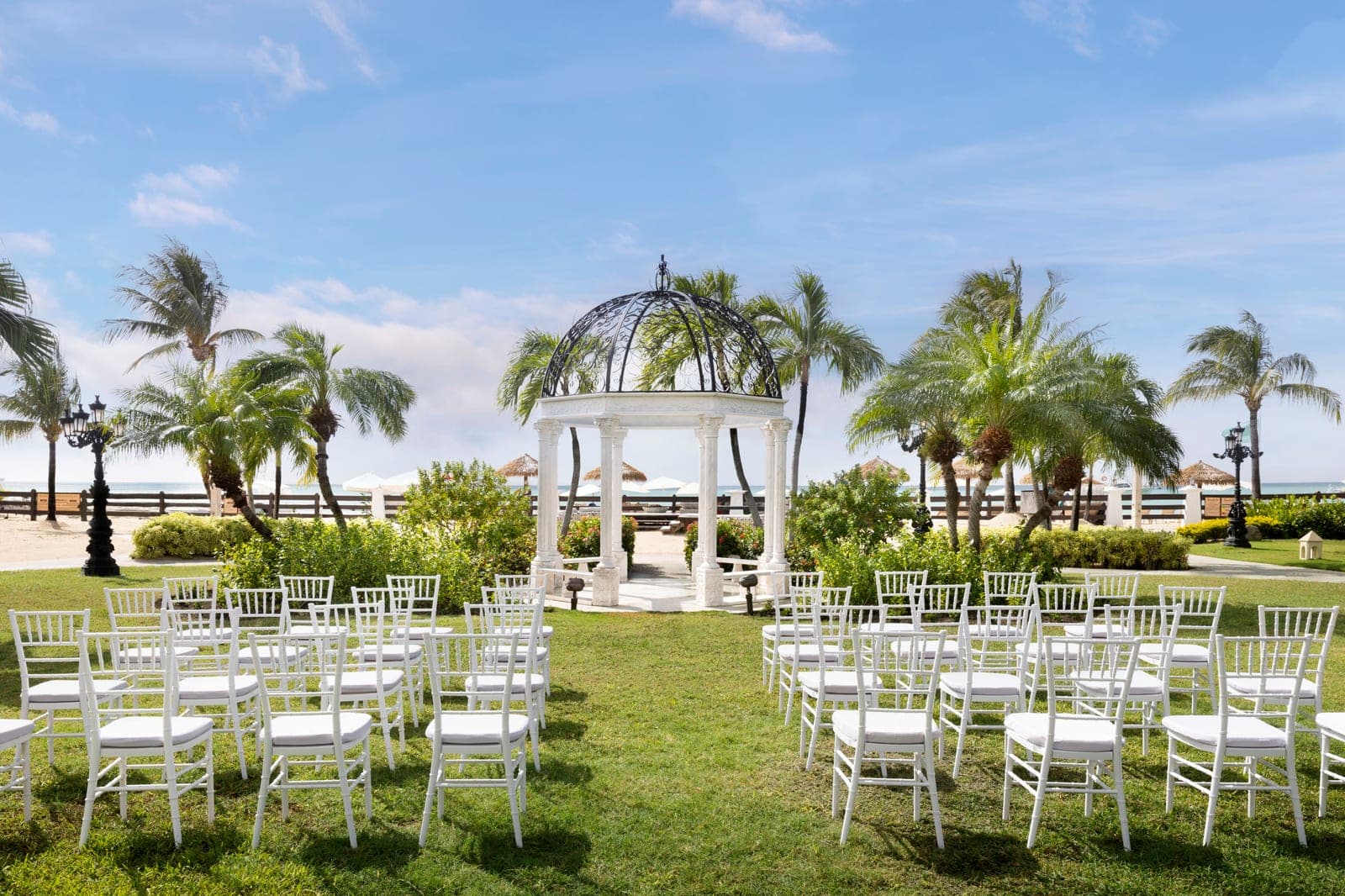 Lawn wedding setup at Sandals Grande Antigua