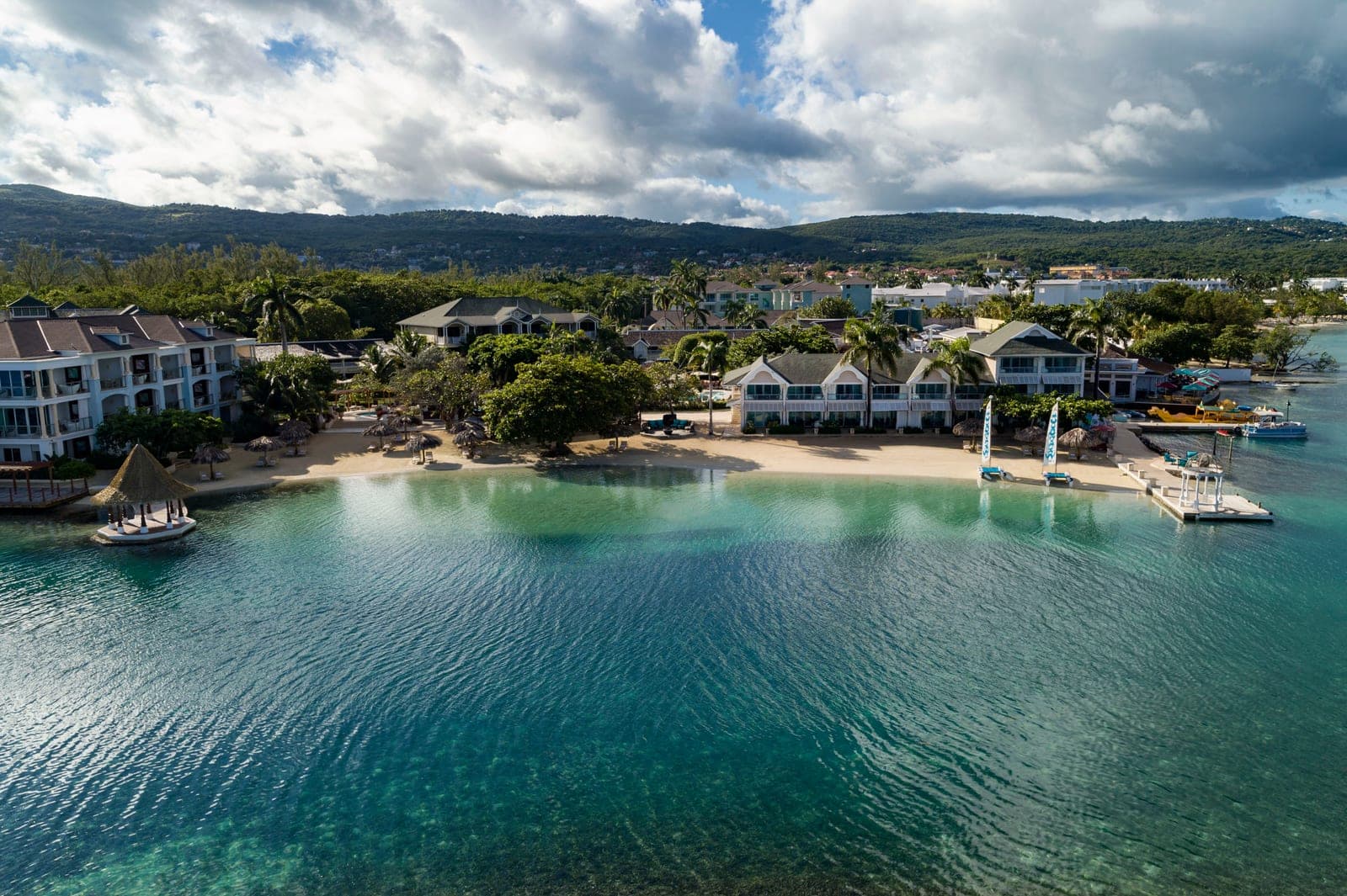 Aerial view of the beach at Sandals Caribbean Cay