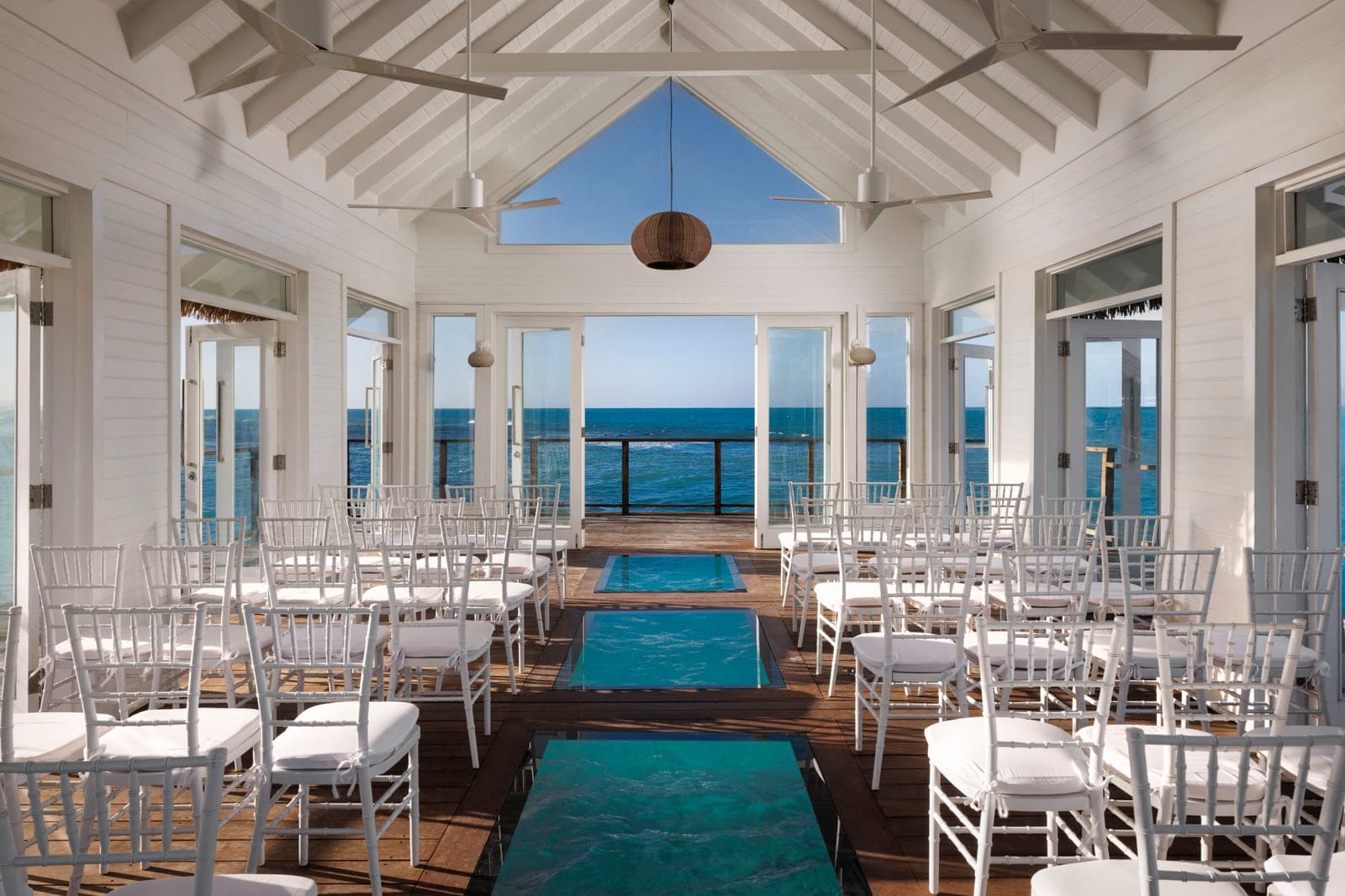 Interior of the Overwater Wedding Chapel at Sandals Ochi