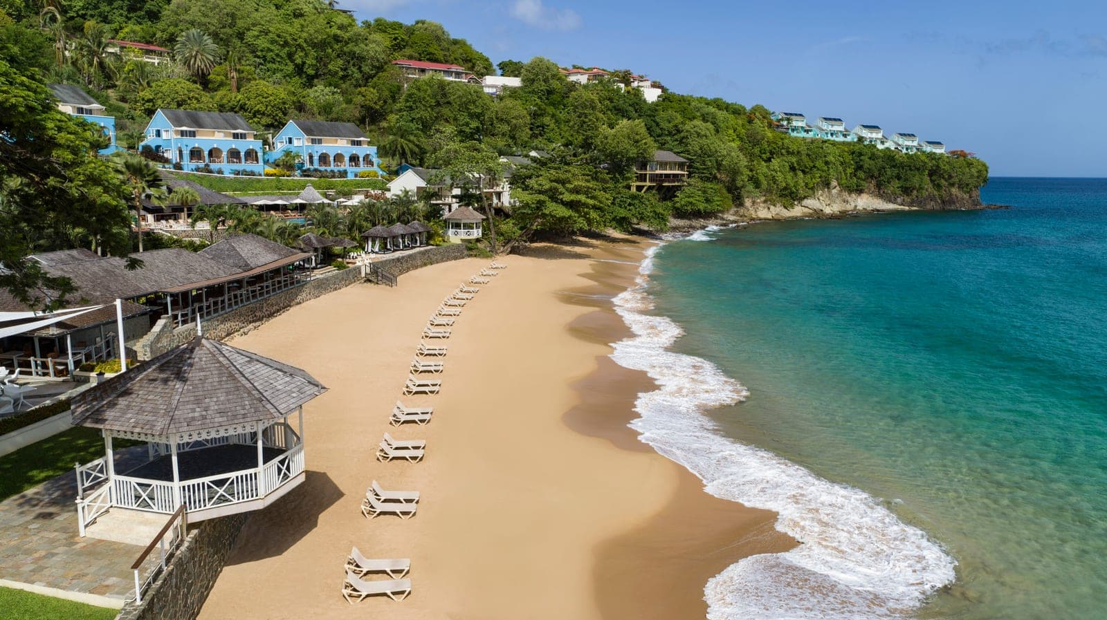 Beach gazebo below the Sunset Bluff at Sandals Regency La Toc