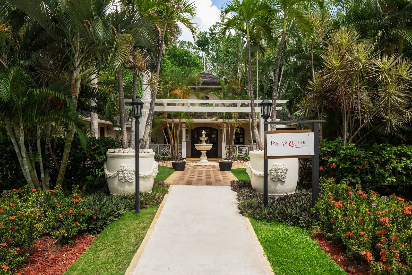 Red Lane Spa exterior entrance at Sandals Royal Plantation