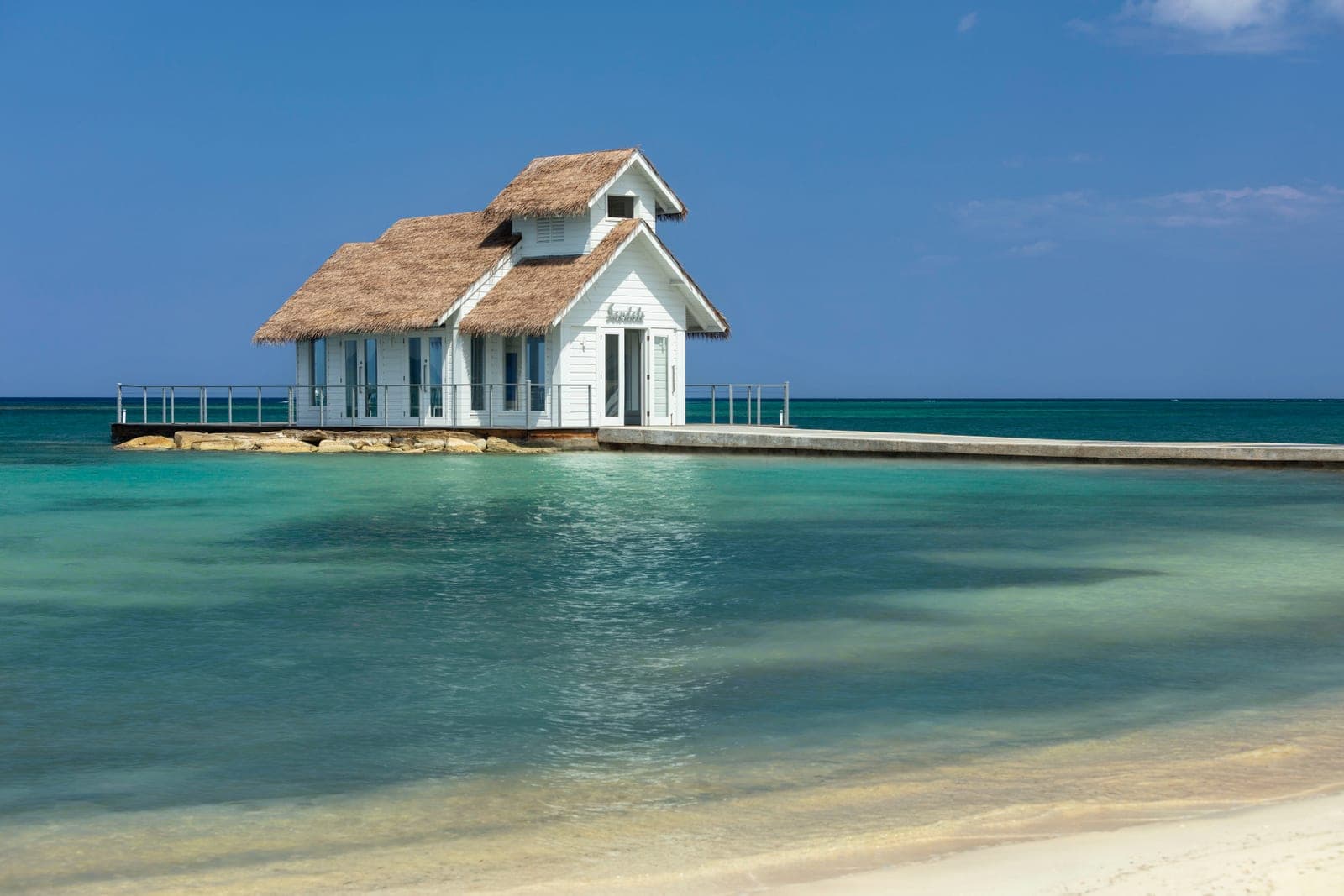 Over-the-water wedding chapel at Sandals South Coast